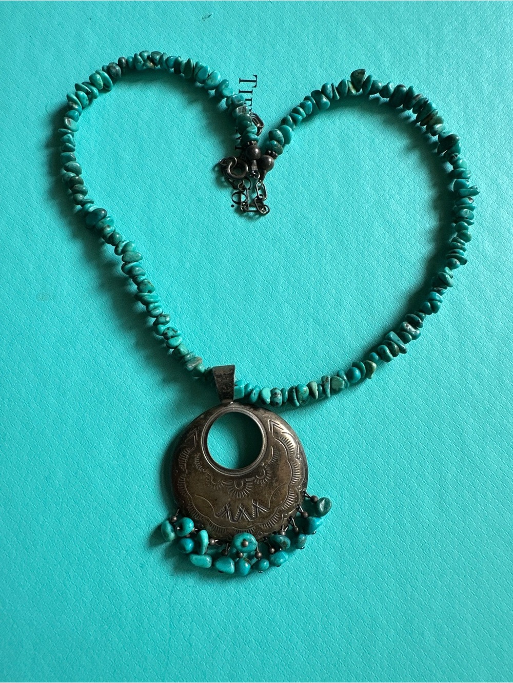 Carolyn Pollack & QT Sterling Silver 925 Blue Turquoise Concho Necklace